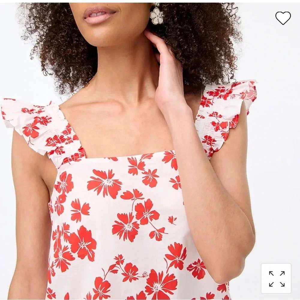 J.Crew Smocked ruffle-shoulder tank top - Picture 2 of 5